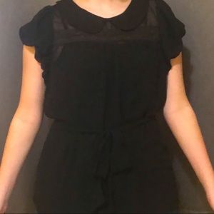 Sheer Elegant Black Lace Blouse Short Sleeve